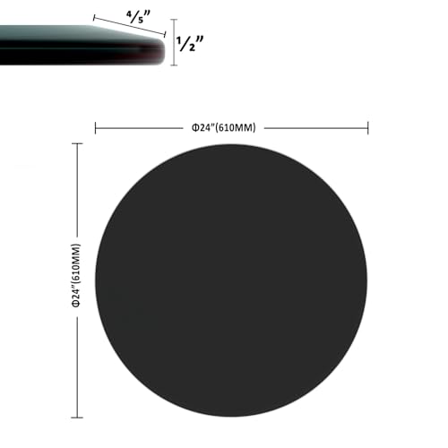 Image of Tempered Glass Round Table Top 24 Inch Diameter, 1 /2 inch Thick, Heavy-Duty Safety Glass Circle for Dining Table, Desk, Patio Base Replacement-Black