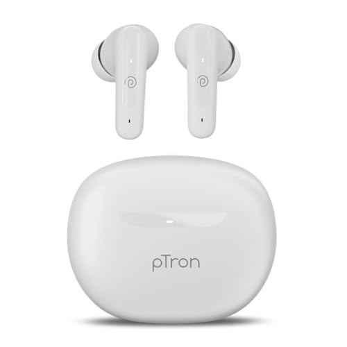 pTron Bassbuds Astra in-Ear TWS Earbuds w/Stereo Sound, 34Hrs Playtime, Stereo Calls, Custom EQ, Mobile App, BTv5.3 Headphones, Touch Control, Voice A