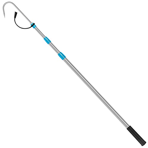 SANLIKE Telescopic Fish Gaff, Stainless Steel Retractable Telescopic Pole with Sea Fishing Hook Tackle for Saltwater Offshore Ice Tool