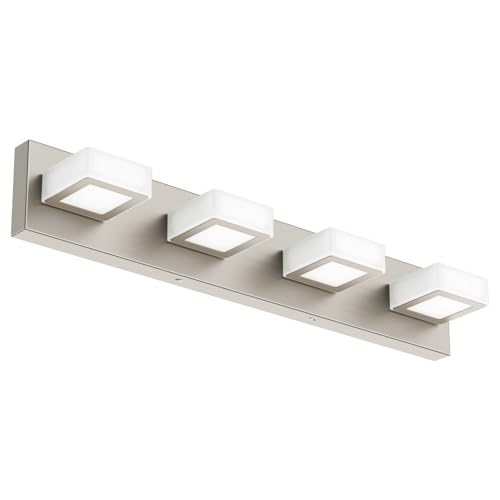 Ralbay Brushed Nickel Vanity Light for Bathroom Metal Acrylic Modern LED Bathroom Light Fixtures Over Mirror by Ralbay - Used condition - CA$106.95