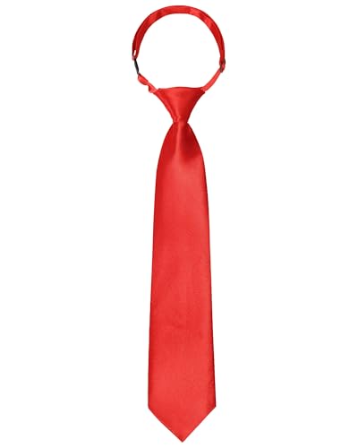 Kajeer Boys Ties Solid Color Pre-tied Kids Necktie Adjustable Woven Toddler Red Tie for Kids Boys Formal Wedding Graduation School Uniforms (S (age 6 month - 5 years)