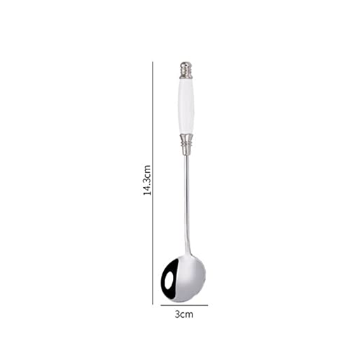 Lot de 6 cuillères à soupe classiques en acier inoxydable avec poignée en céramique Blanc/argenté