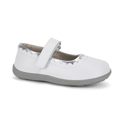 See Kai Run® Jane II Shoes for Kids – Ideal for Toddlers and Little Kids – Leather Upper – Hook and Loop Strap White 4 Toddler M