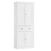 FOTOSOK 72" Kitchen Pantry Storage Cabinets with Drawer, Freestanding Cupboard with 4 Doors, Drawer, 4 Shelves, Utility Pantry Cabinet for Kitchen, Dining Room, Living Room, White