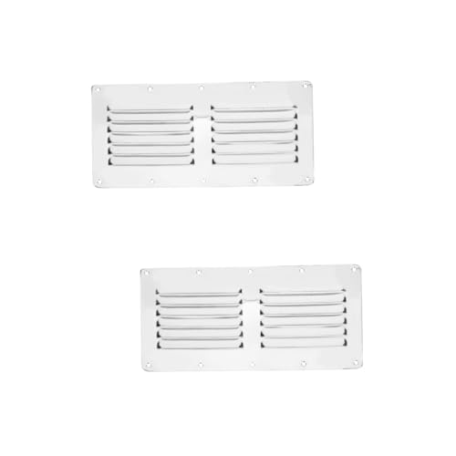 Happyyami 2pcs Boat Air Louvered Flush Vent Cover Stainless Steel Marine Vent Exhaust Air Grille Rectangle Boat