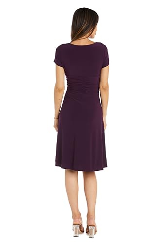 Image of R&M Richards Women's Metallic Foil Print Bodycon Dress W /Draped Capelet - Knee-Length Cocktail Party Outfit