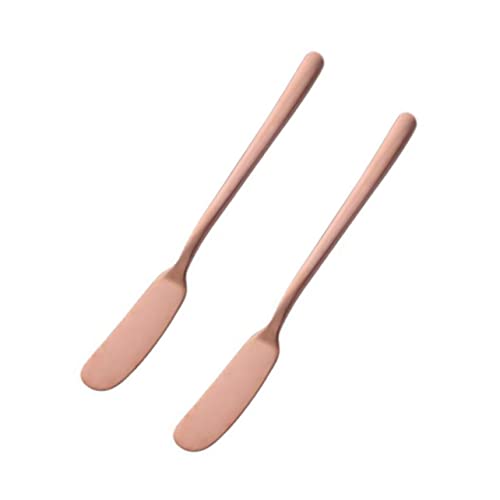 VALICLUD 2Pcs Rose Gold Stainless Steel Cheese and Butter Spreaders Multi Purpose Cutting Knife for Cream Jam and Baking Kitchen Utensils for Restaurants and Catering