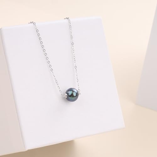 COAI Platinum Plated 925 Sterling Silver Necklace for Women, Single Pearl Necklace for Women4