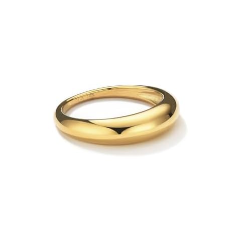 NOKMIT Chunky Dome Rings for Women Dainty 14K Gold Silver Tone Cute Bold Dome Statement Ring Thick Minimalist Thumb Band High Polished Smooth Comfort Fit (1PC Thin Gold, 7) Cover
