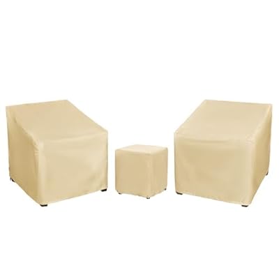 Baner Garden Patio Furniture Covers,Outdoor Furniture Cover Waterproof,Patio Furniture Set Covers for 3 Piece Outdoor Bistro,Patio Sofa Covers Set for 2 Chairs and Coffee Table,Beige