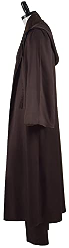Adult Tunic Costume Men's Brown Hooded Robe Tunic Uniform Full Set Halloween Cosplay Costume (Large, Brown) #TOP2