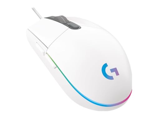 Logitech Gaming Mouse G102 LIGHTSYNC - Mouse per destrorsi, ottico, 6 pulsanti, cablato, USB, bianco