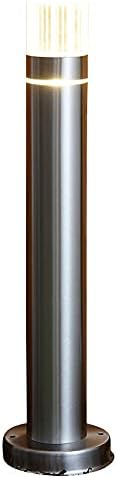 Biard Silver Stainless Steel Modern LED Bollard Post Light with Diffused Light Effect - Easy to Install - IP44 Weatherproof Protection - Ideal for Garden, Lawn, Landscaping, Driveway, Path & Patio