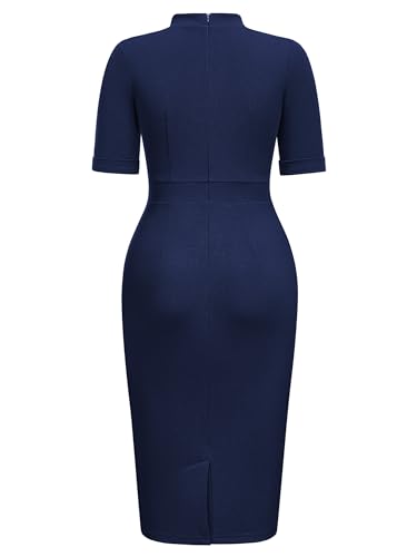 Miusol Women's Retro Half Collar Elegant Style Work Pencil Dress4