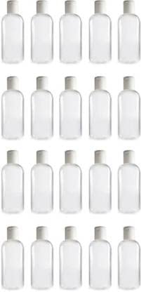 Dinojames 100ml Empty Refillable Plastic Bottles with Flip Top Cap – Leak-Proof Travel Bottles for Sanitizer, Shampoo, Oil – Pack of 20