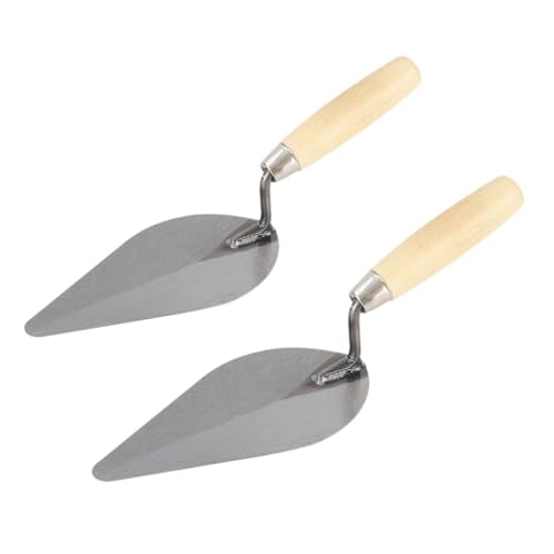 Jiuvaso Truelle de Maçon En Acier Au Carbone avec Manche Ergonomique En Bois, Idéale pour Le Béton, Le Jardinage et La Construction (lot de 2), 2505t150