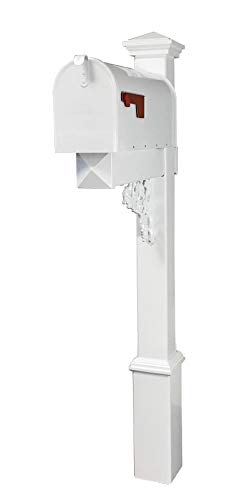4Ever Products The Eisenhower Vinyl/PVC Mailbox Post (Includes Mailbox) Complete Decorative Curbside Mailbox