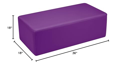 Image of Sprogs 12 inch H Structured Rectangle Stool -Flexible Modular Collaborative Soft Seating for Office, Home, Lounge and School Classrooms with Durable Frame & Set of 6 inch Legs Add-on -Purple
