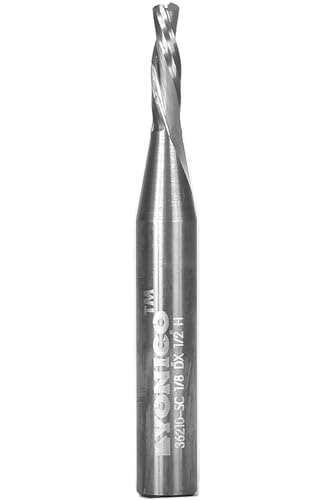 Image of YONICO Downcut Router Bits Spiral 2 Flute Solid Carbide CNC Low Helix End Mill 1 /8-Inch Dia. 1 /4-Inch Shank 36210-SC