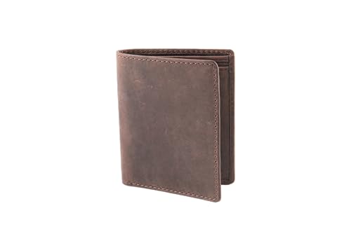 Theodore Bifold Men's Full Grain Leather Wallet - RFID Protection, 10 Card Slots, Bills Pocket - Vintage Brown Vertical Wallet for Men
