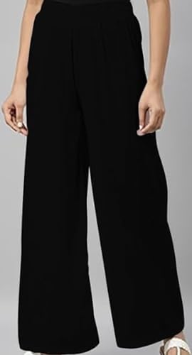 Women’s Palazzo Trousers – High Waist Wide Leg Summer Pants for Casual, Beach, Holiday & Work Wear Plus Size 8-26 (as8, Regular, Regular, Black 24-26) - Image 6