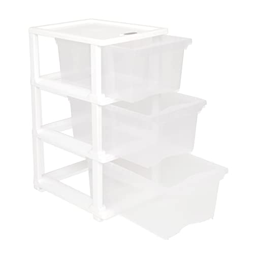 Cutting EDGE 3 Layers Plastic Modular Drawer Set for Home, Office, Hospital, Parlor, School, Doctors, Home and Kids, Product Dimension When assembeled (15.5 in X 12 in X 24 in) (XL,Transparent)
