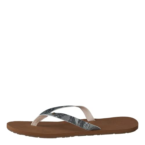 Roxy Jyll Sandal for Women Flip Flop, White Snake, 9 UK