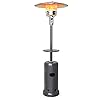 Costway patio heater 50000 btu propane heater with drink shelf tabletop wheels simple ignition system and base reservoir standing outdoor space heater for home residential commercial grey  urban country home decor