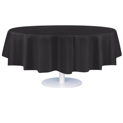 Image of Grandipity Plastic Table Cloth Disposable 12 Pack 84 inch Round Dark Grey | Plastic table covers, durable disposable tablecloths, fade and tear-resistent table cover for party, event