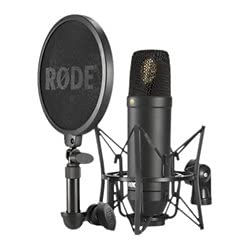 RØDE NT1 5th Gen Large-Diaphragm Studio Condenser Microphone - XLR & USB Outputs - Shock Mount & Pop Filter Included - Music Production, Vocal Recording, Podcasting - Black - Professional Audio