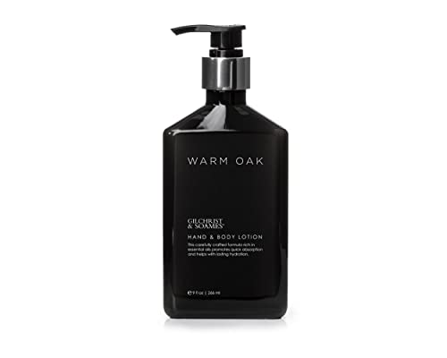 Gilchrist & Soames Warm Oak Hand and Body Lotion - 9oz - Natural Essential Oils All Skin Types Zero Parabens Sulfates and Phthalates