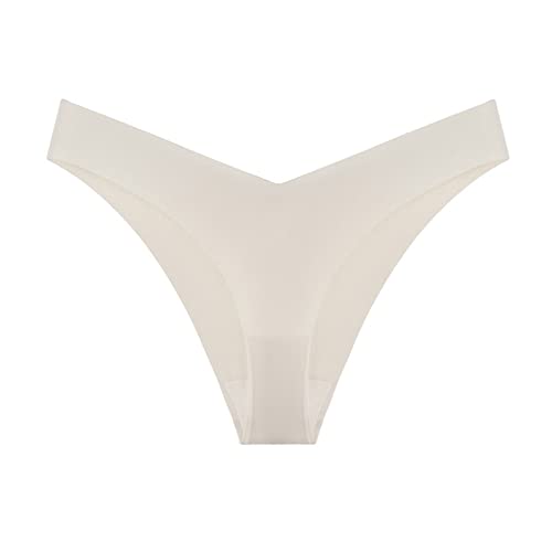 Cocila Bragas Brasileñas Mujer Algodón con Encaje Suave Hot Girls Sexy Panty Interior Bikini String Tangas Sin Costuras Nylon Sólido Seda De Hielo Sujetadores Estampados (White, M) Pack
