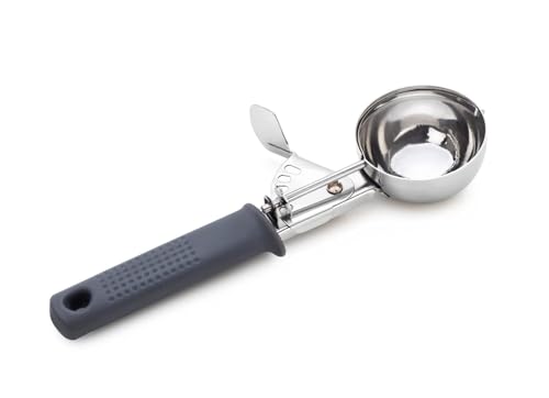Image of Clazkit Ice Cream Scoop | Push Button | Stainless Steel Ice Cream Scoop with Ergonomic Handle - Heavy Duty, Rust-Resistant Dessert Scooper | Color May Vary