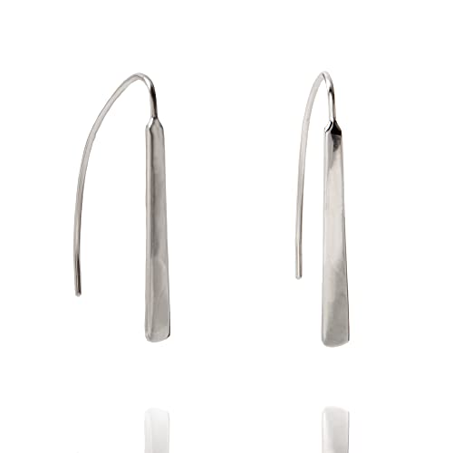 Polished Bar Threader Earrings Sterling Silver Curved Wire Pull Through Earrings #TOP9
