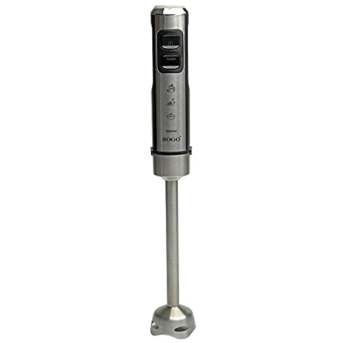 SOGO Batidora de Mano 1500W con 4 Hojas Titanio - Procesador de Alimentos Multifunción - Licuadora para Verduras y Frutas con Jarra 800ml sin BPA - Batidora Eléctrica de Brazo Inoxidable Silenciosa