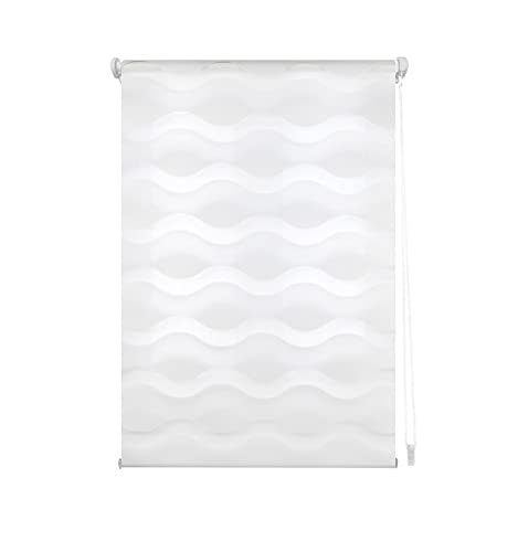 Blindecor Moon Double Layer Roller Blind for Night and Day White, 77 x 150 cm (width x length) - Image 2