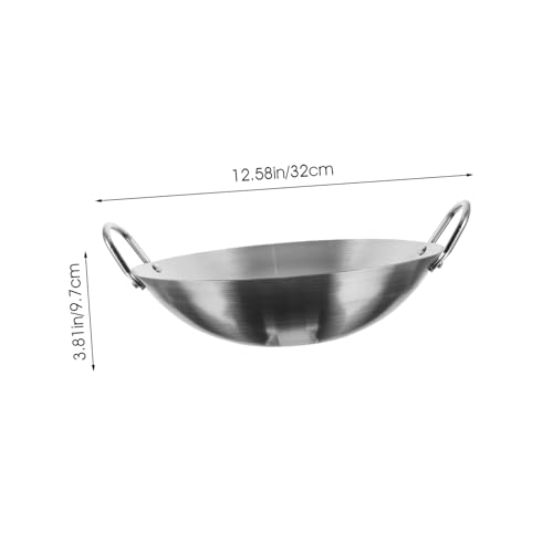 Wok de acero inoxidable BESTOYARD con doble asa y fondo plano miniatura 2