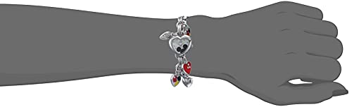 Silver-Tone Mickey Mouse Charm Bracelet Watch for Girls & Women - Whimsical Heart Design Quartz Timepiece - Image 2