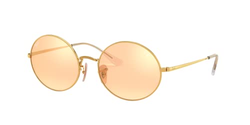 Ray-Ban Rb1970 Oval Evolve Polarized Sunglasses, Gold/Photochromic Orange Mirrored Gold, 54 mm