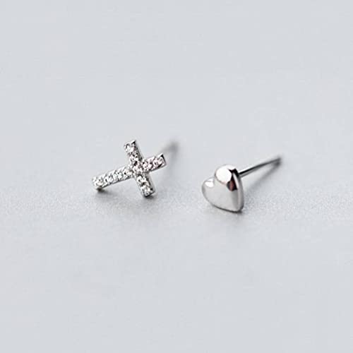 Boucles d'oreilles asymétriques S925 anti-allergie et brillantes pour peaux sensibles
