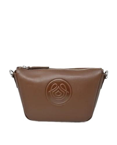 Laura Valle Bolso Bandolera Mujer Piel Auténtica Modelo DANIELA – Bolsos de Piel Autentica Mujer Elegantes y Prácticos con Logo – Bolso Hombro (Marrón)