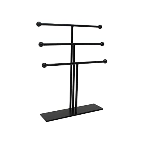 LaLe Living Ela Jewellery Stand in Black Iron for Jewellery Storage of Necklaces, Bracelets and Earrings / Dimensions: 25 x 5 cm Cover