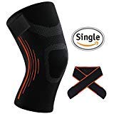 NATUCE Knee Brace, Knee Sleeve with Removable Non Slip Strap for Knee Compression Support-Single (L)