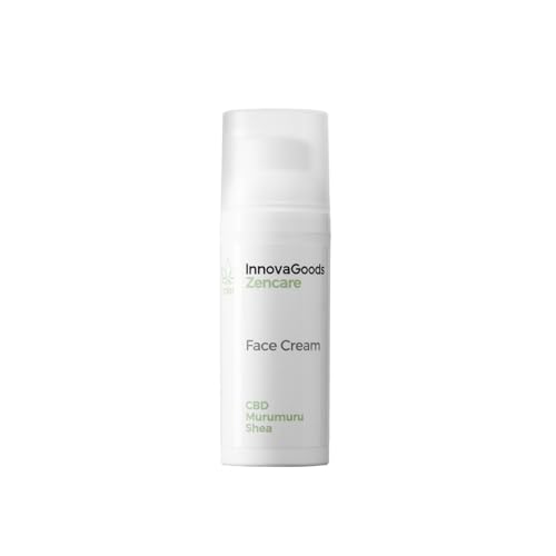 InnovaGoods Crema hidratante facial 50ml con CBD, manteca de karité, manteca de murumuru & aceite de nueces de macadamia, crema hidratante facial reduce rojeces e irritaciones, para pieles sensibles