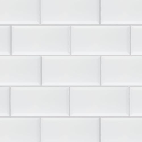 SomerTile Christiana Biselado Ceramic Subway Wall Tile, 4" x 8", White