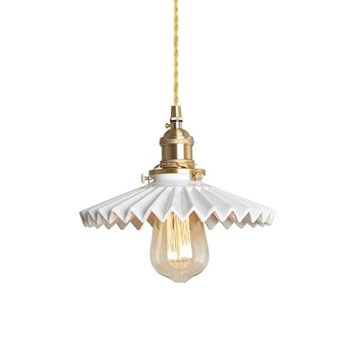TOKTOP Suspension Luminaire avec Abat-jour en Céramique Blanche, Lustre Salon Moderne en Laiton...