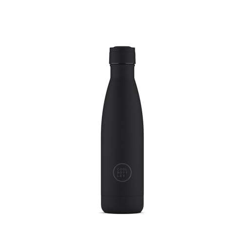 Cool Bottles - Botella de Agua de Acero Inoxidable - 500 ml - Mono Black - 26,5 x 7 cm - Botella Térmica Hermética - Bebidas Frías 36 Horas y Calientes 18 Horas - Triple-Cool Technology - Libre de BPA