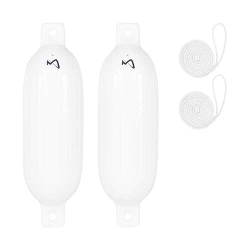Mesle Fender Boot Dura 2er Set mit Leine, ø 21 cm | 68 cm lang, Langfender aufblasbar, Bootsfender, Fender Schiff Yacht Schlauchboot
