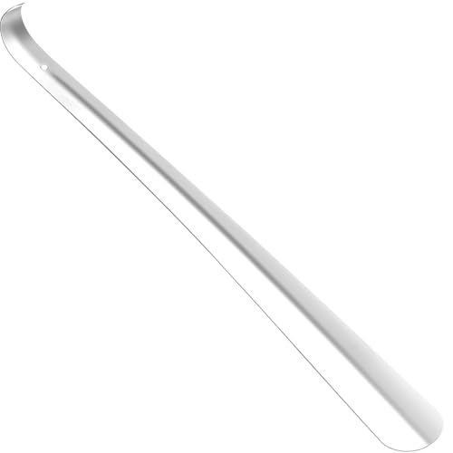 Calzascarpe Lungo – Calzascarpe Lungo Metallo – 42cm Calzante per Scarpe Lungo – Calzascarpe Metallo Resistente per Adulti, Anziani, Donne Incinte, Bambini, Uso Quotidiano e Viaggi (Argento)