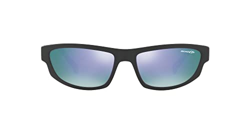 ARNETTE Men's AN4260 Lost Boy-Post Malone x Exclusive Collection Rectangular Sunglasses, Matte Black/Grey Mirror Violet, 56 mm